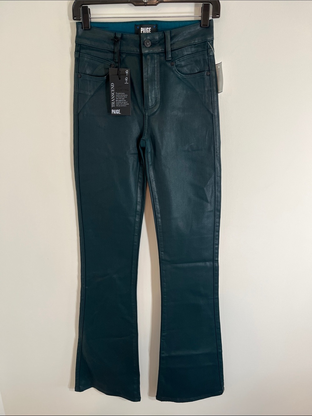 Paige high rise laurel canyon vegan leather green 25 NWT